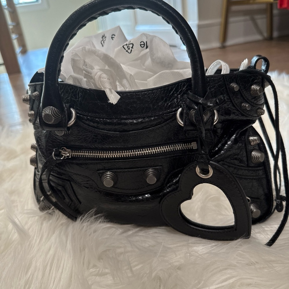 Authentic Balenciaga Neo Cagole Black Leather Tote Bag